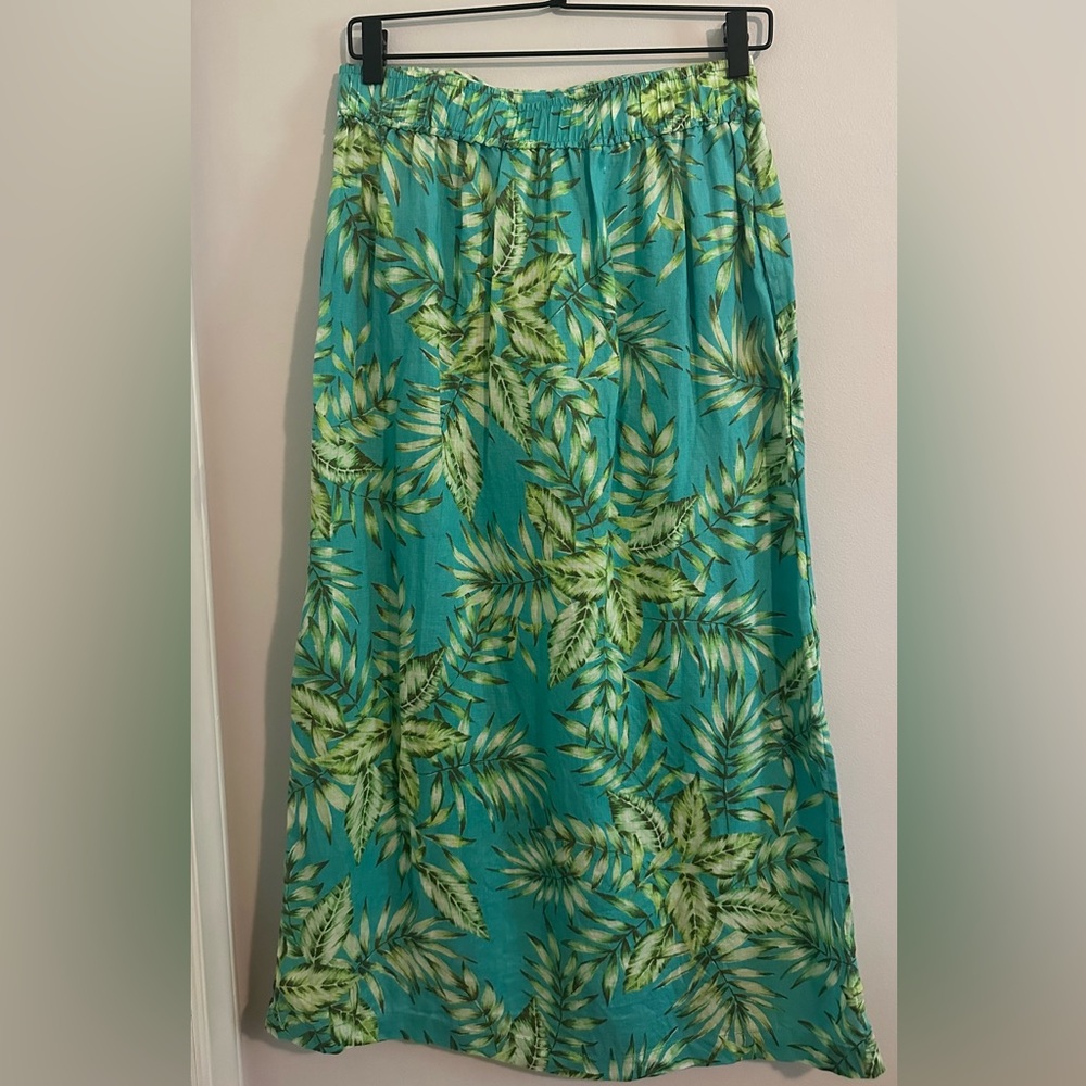 Linen Palm-Print Tropical Skirt - Picture 10 of 11